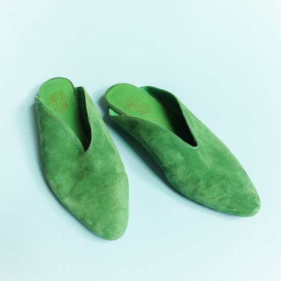 Charlotte Stone Shoes - Charlotte Stone Calvin Green Genuine Leather Suede Slip On Mules Size 7 Slides